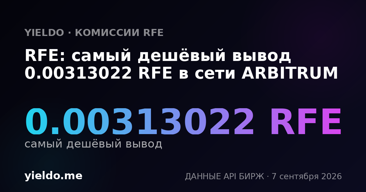 RFE: самый дешёвый вывод 0.00313022 RFE в сети ARBITRUM