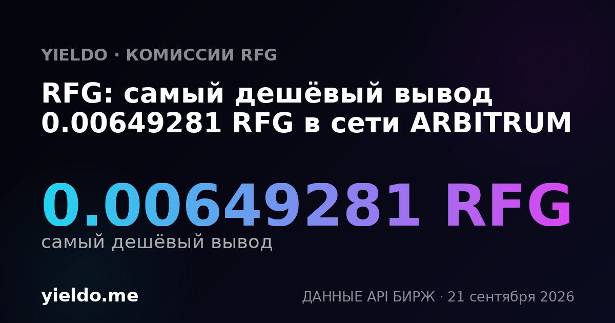 RFG: самый дешёвый вывод 0.00649281 RFG в сети ARBITRUM