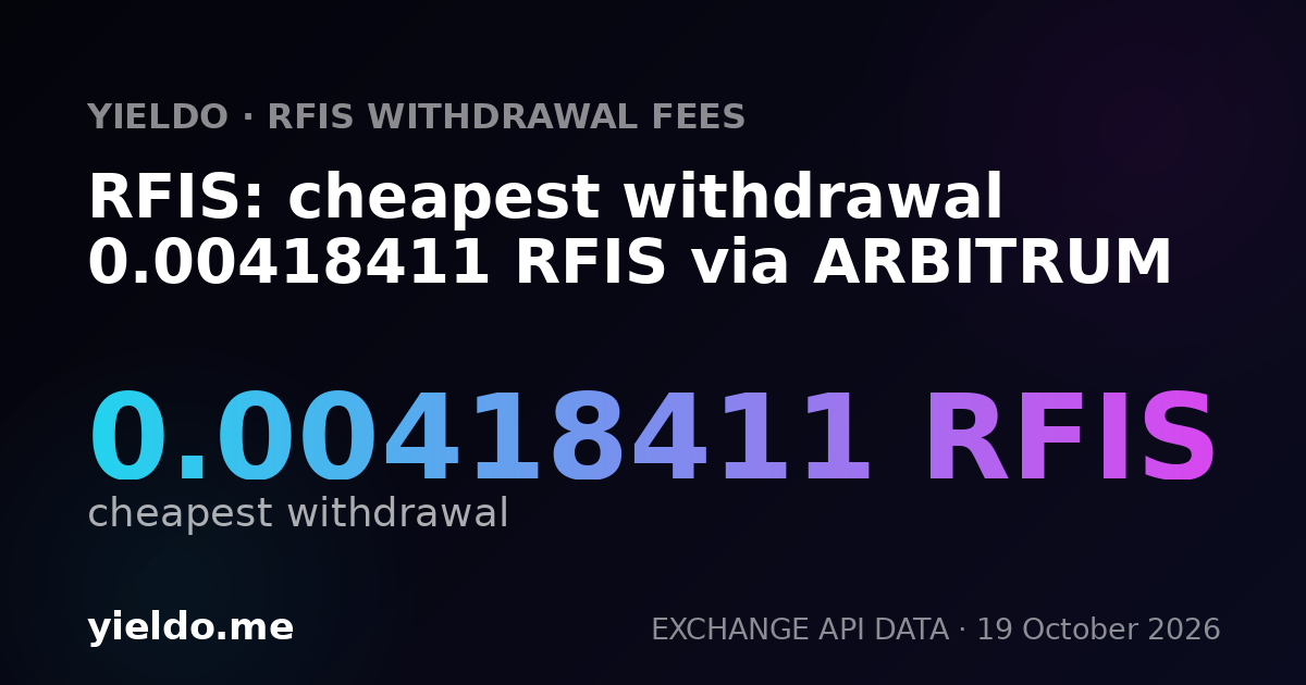 RFIS: cheapest withdrawal 0.00418411 RFIS via ARBITRUM