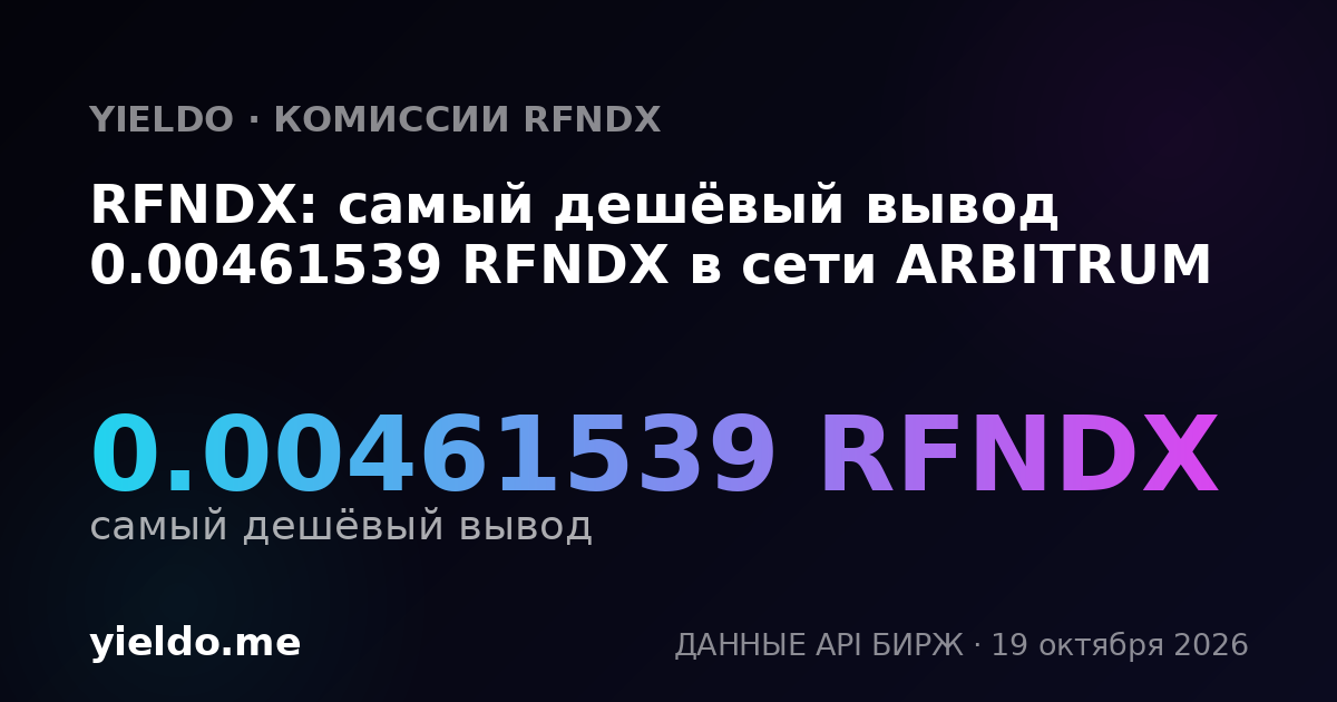RFNDX: самый дешёвый вывод 0.00461539 RFNDX в сети ARBITRUM