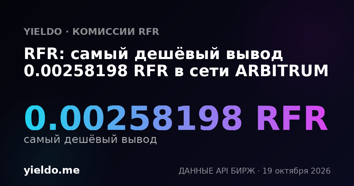 RFR: самый дешёвый вывод 0.00258198 RFR в сети ARBITRUM