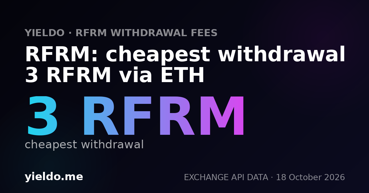 RFRM: cheapest withdrawal 3 RFRM via ETH