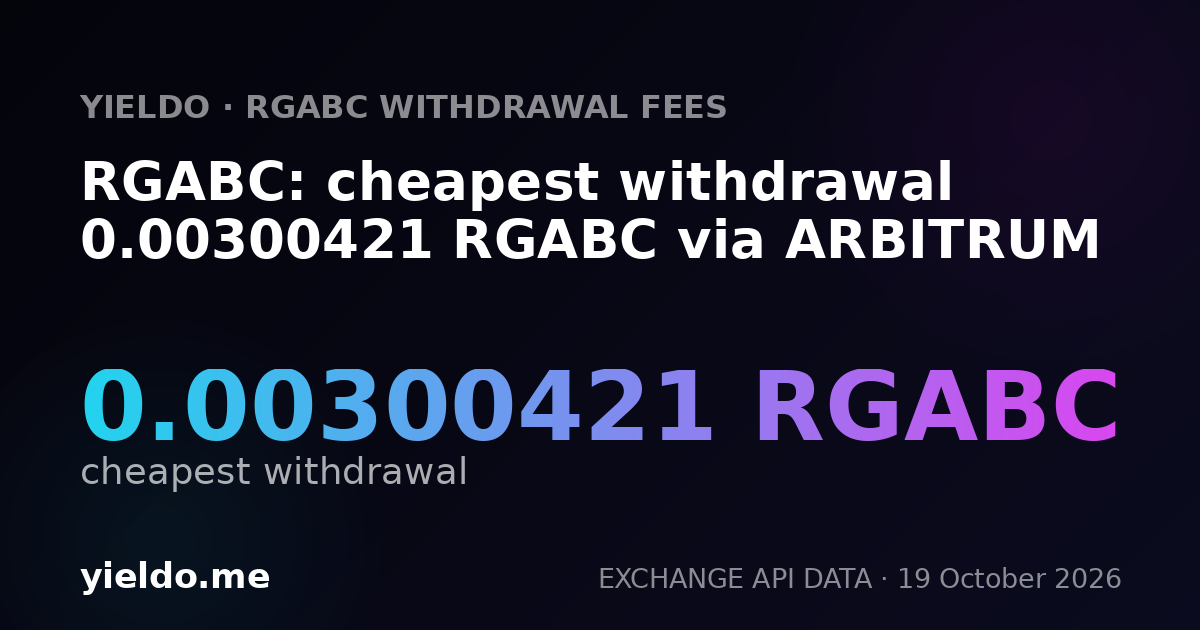 RGABC: cheapest withdrawal 0.00300421 RGABC via ARBITRUM