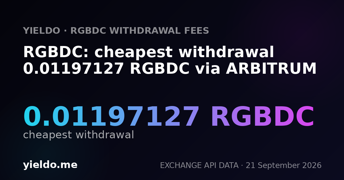 RGBDC: cheapest withdrawal 0.01197127 RGBDC via ARBITRUM