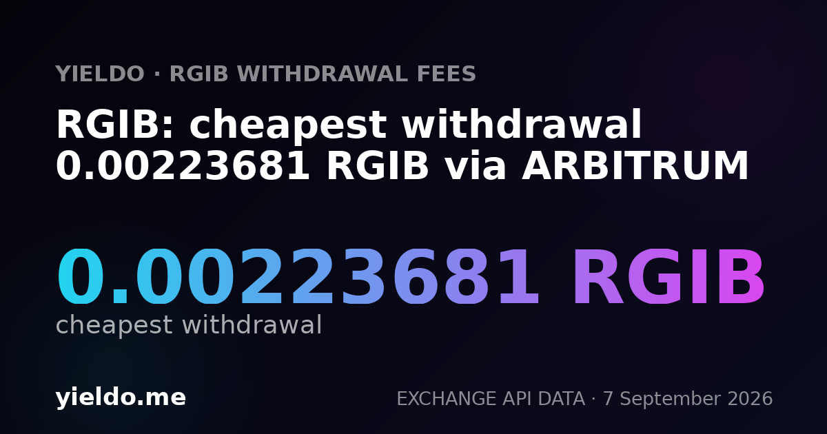 RGIB: cheapest withdrawal 0.00223681 RGIB via ARBITRUM