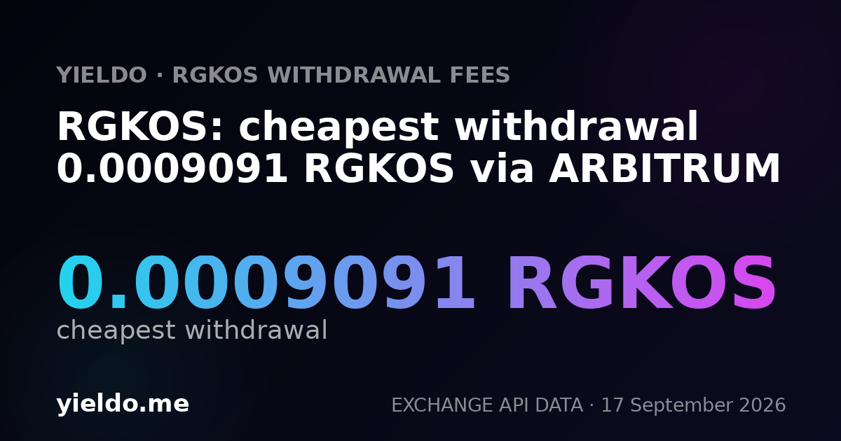 RGKOS: cheapest withdrawal 0.0009091 RGKOS via ARBITRUM