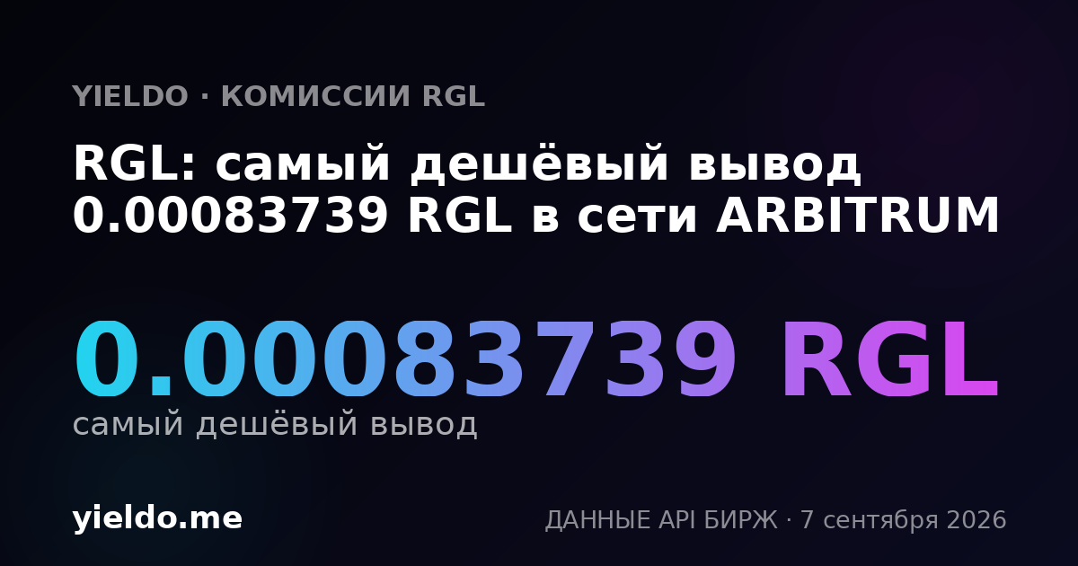 RGL: самый дешёвый вывод 0.00083739 RGL в сети ARBITRUM