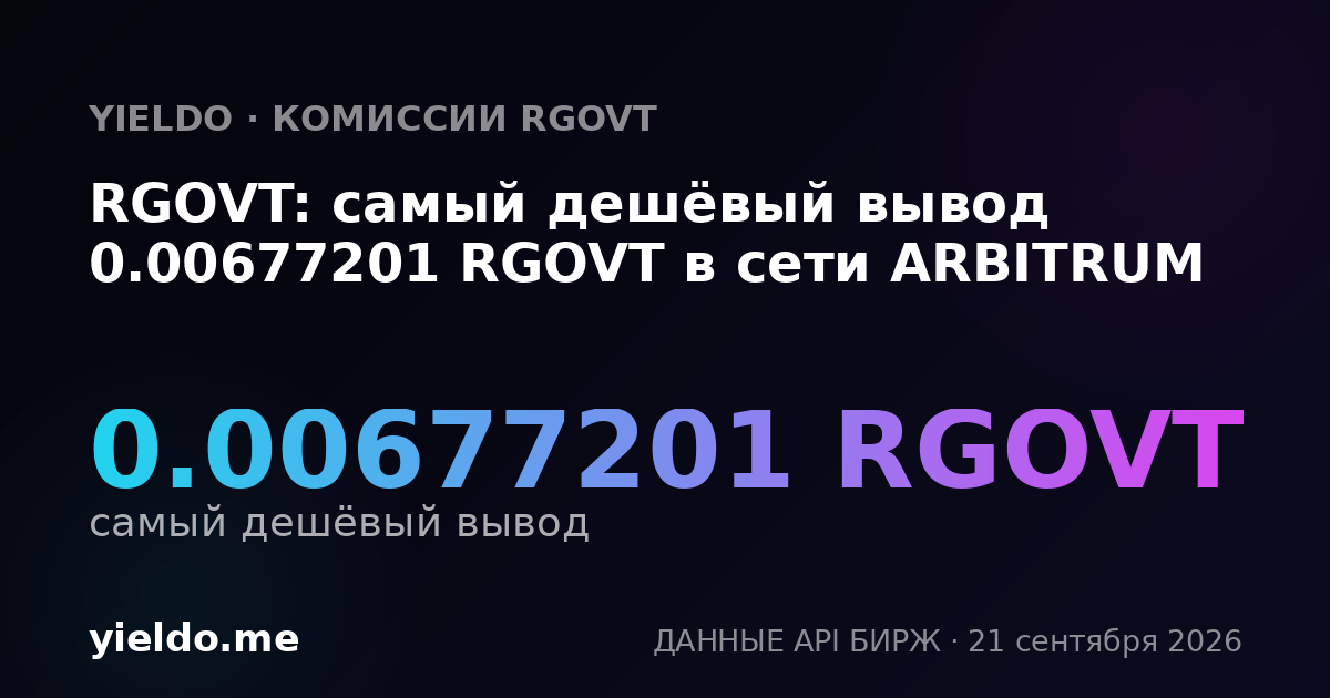 RGOVT: самый дешёвый вывод 0.00677201 RGOVT в сети ARBITRUM