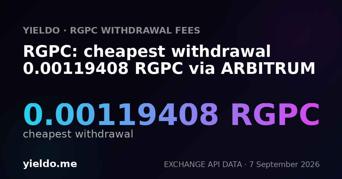 RGPC: cheapest withdrawal 0.00119408 RGPC via ARBITRUM