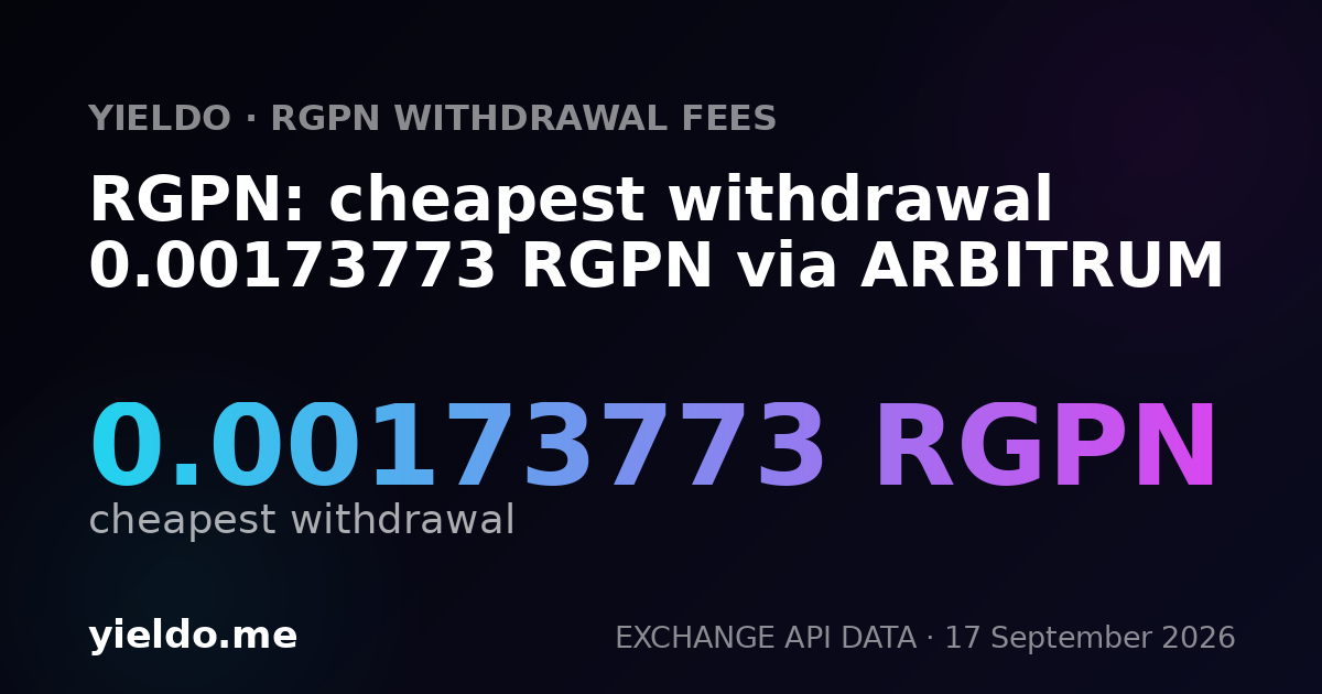 RGPN: cheapest withdrawal 0.00173773 RGPN via ARBITRUM