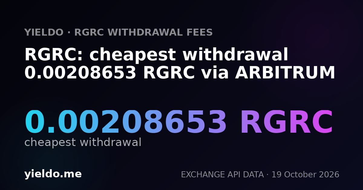 RGRC: cheapest withdrawal 0.00208653 RGRC via ARBITRUM