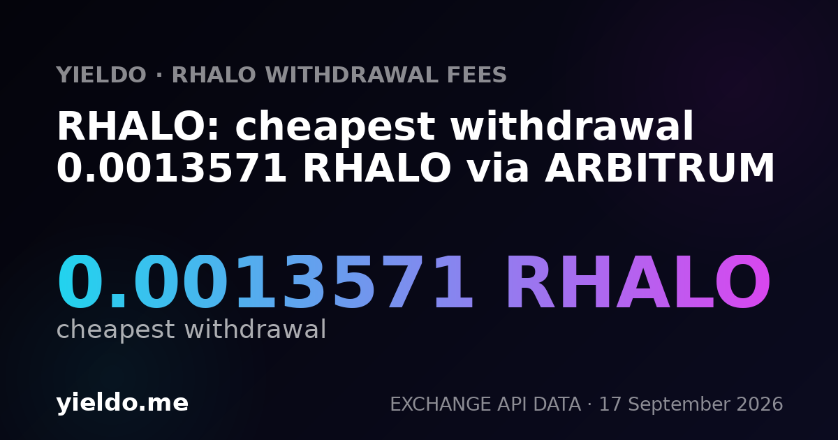 RHALO: cheapest withdrawal 0.00138326 RHALO via ARBITRUM