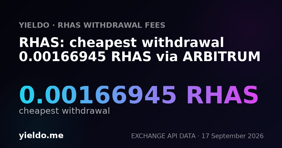 RHAS: cheapest withdrawal 0.00167974 RHAS via ARBITRUM