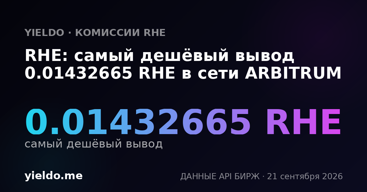 RHE: самый дешёвый вывод 0.014327 RHE в сети ARBITRUM