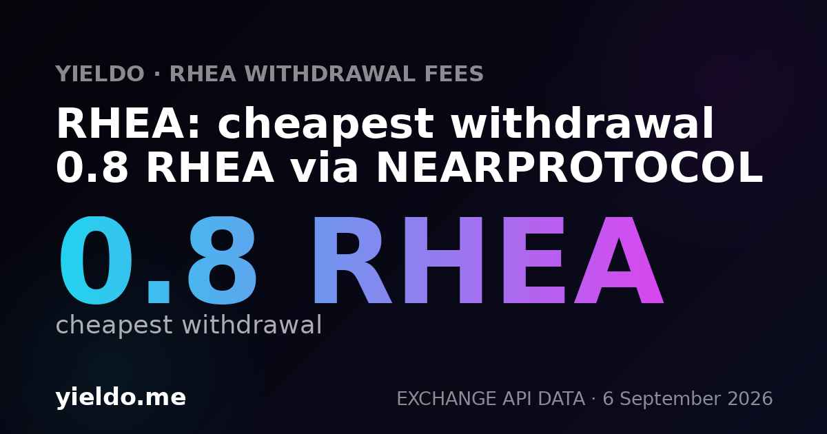 RHEA: cheapest withdrawal 0.8 RHEA via NEARPROTOCOL