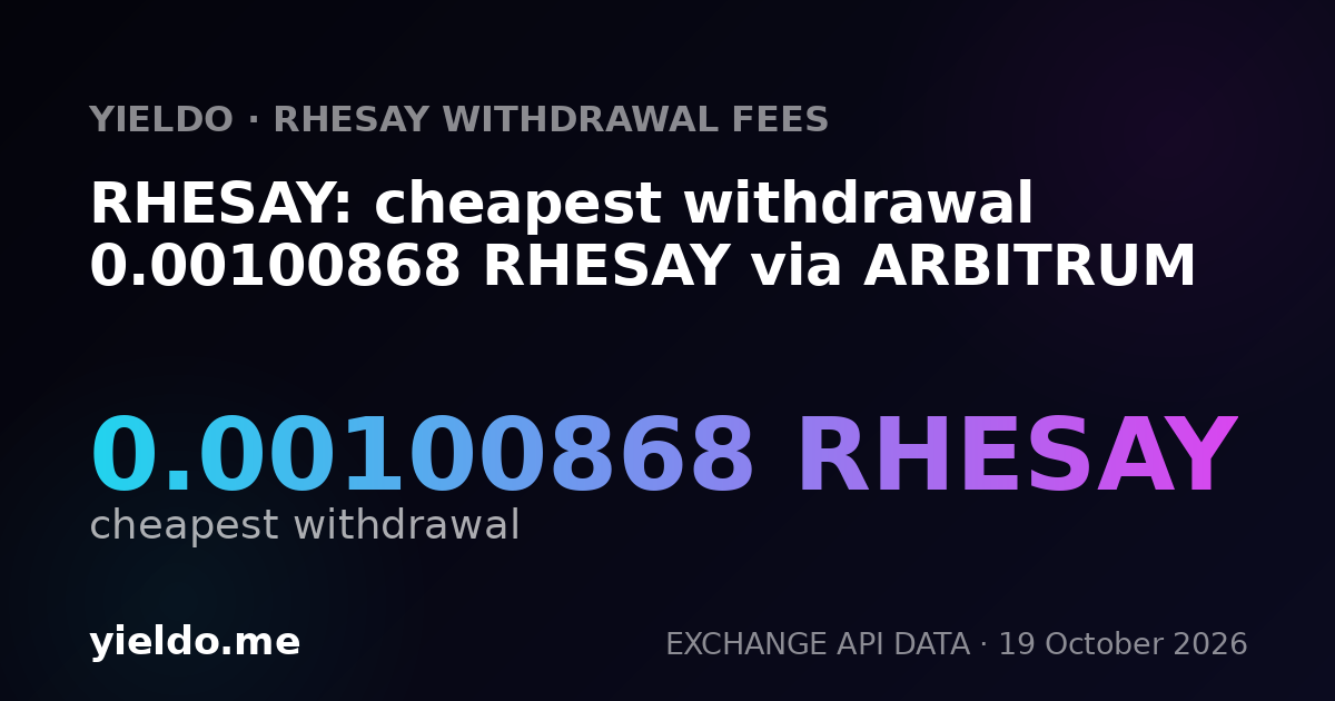 RHESAY: cheapest withdrawal 0.00100868 RHESAY via ARBITRUM
