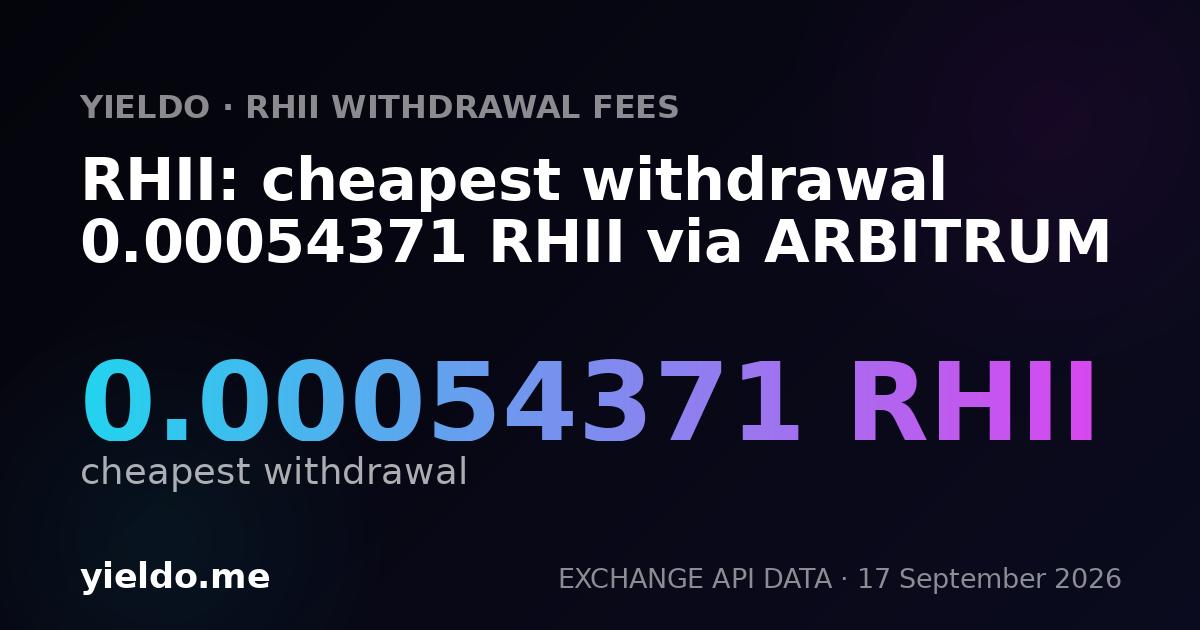RHII: cheapest withdrawal 0.00053957 RHII via ARBITRUM