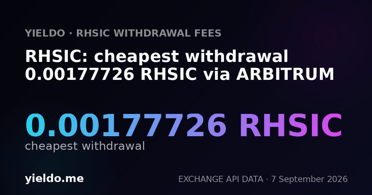 RHSIC: cheapest withdrawal 0.00177726 RHSIC via ARBITRUM