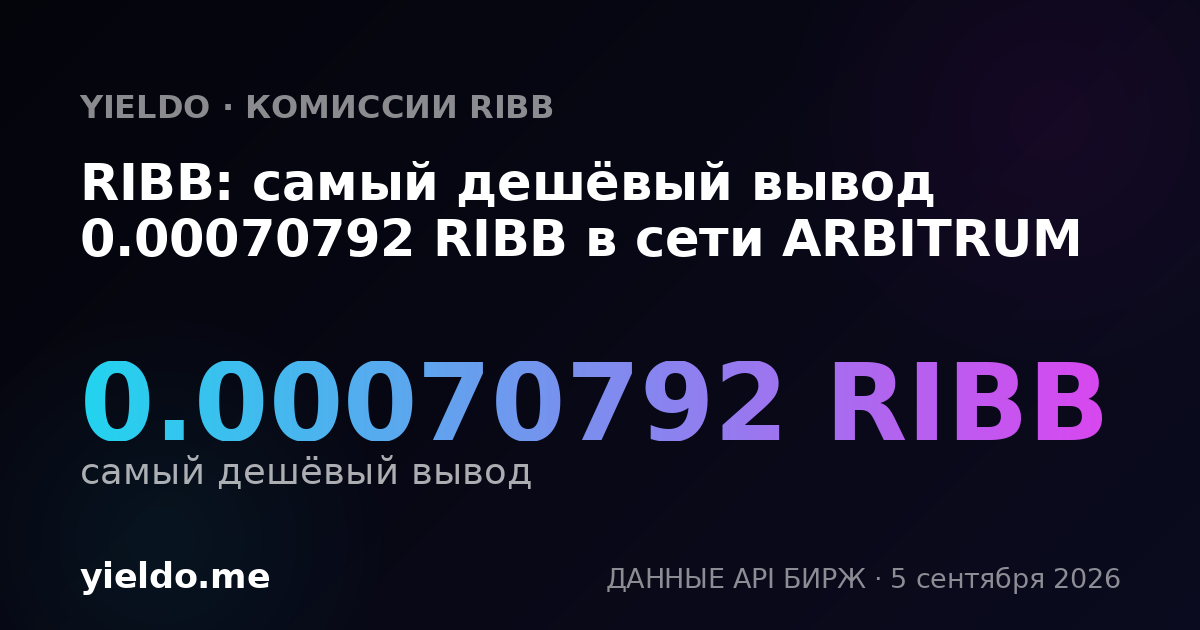 RIBB: самый дешёвый вывод 0.00070792 RIBB в сети ARBITRUM