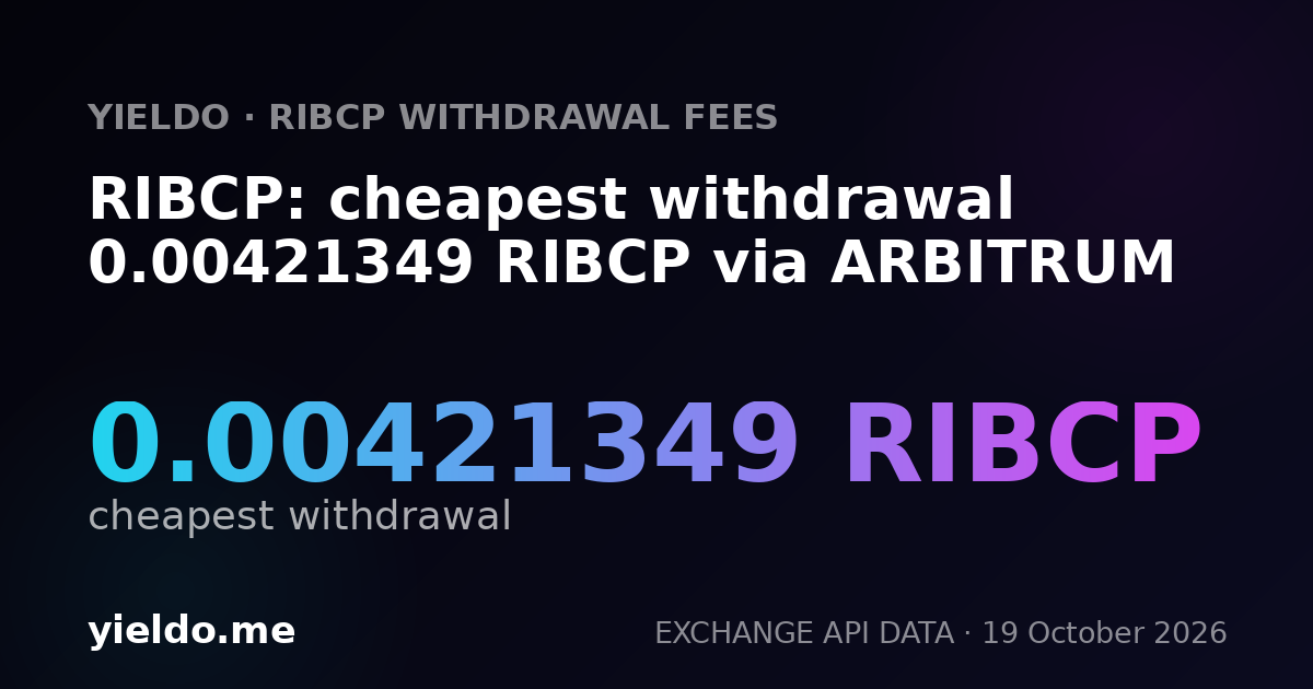 RIBCP: cheapest withdrawal 0.00421349 RIBCP via ARBITRUM