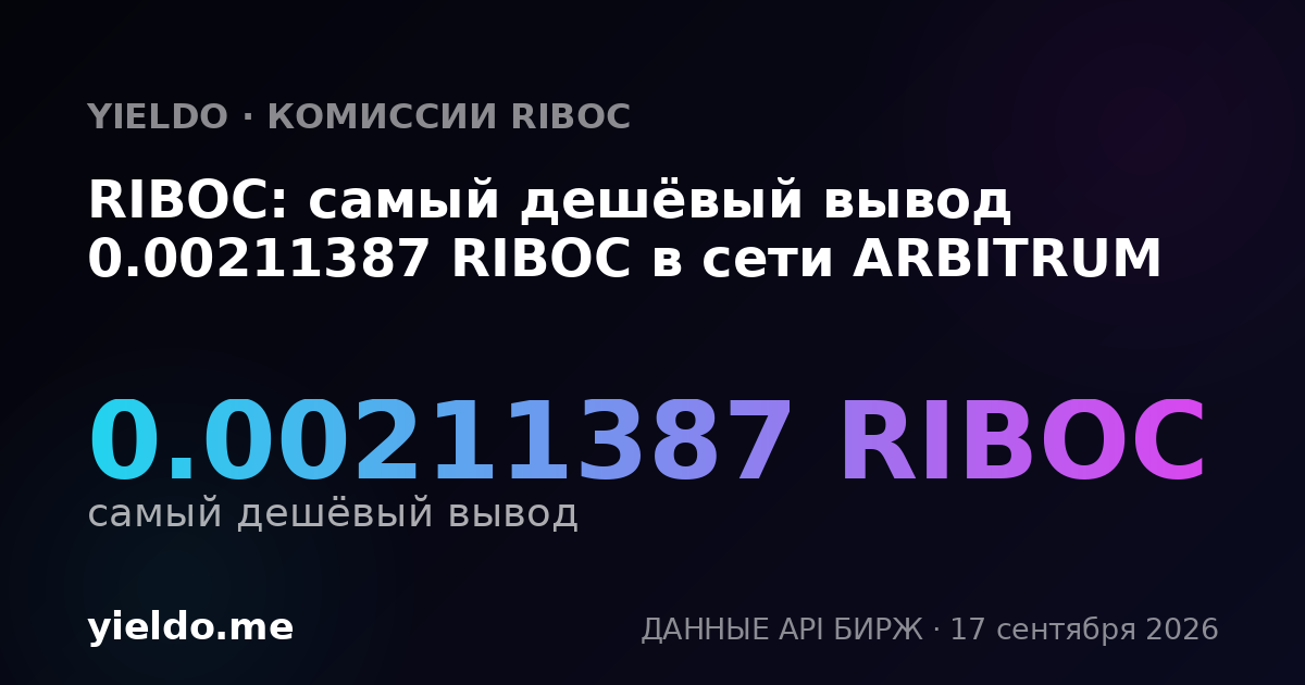 RIBOC: самый дешёвый вывод 0.00211387 RIBOC в сети ARBITRUM