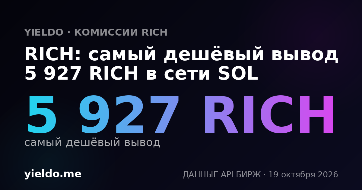RICH: самый дешёвый вывод 5 927 RICH в сети SOL