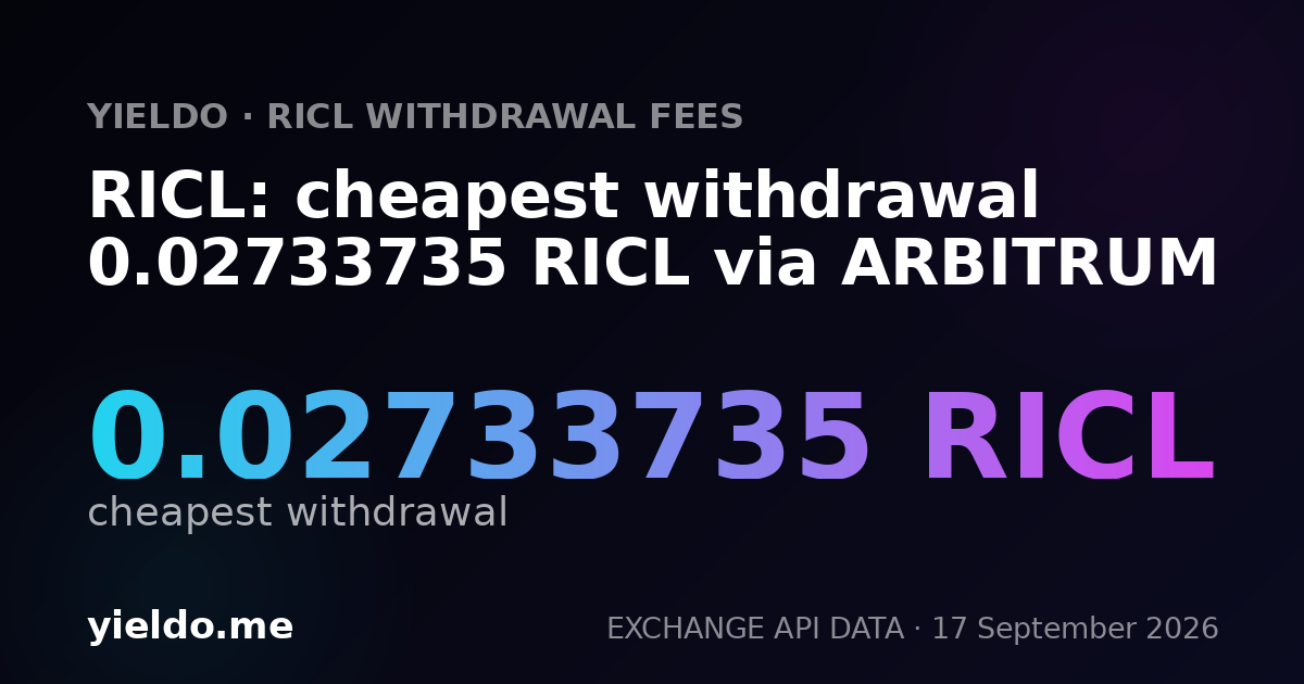 RICL: cheapest withdrawal 0.02733735 RICL via ARBITRUM