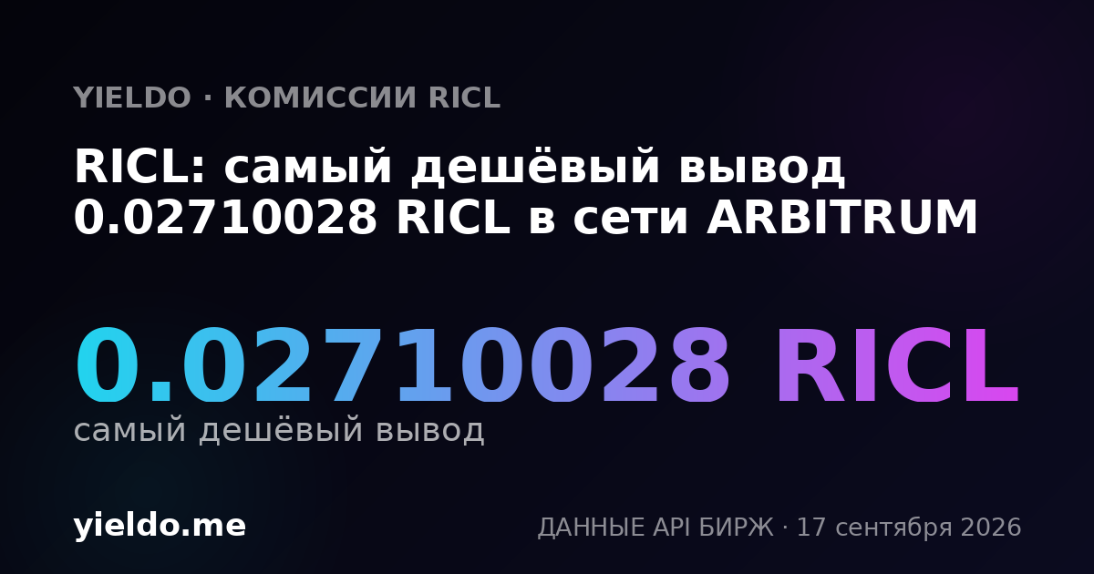RICL: самый дешёвый вывод 0.02733735 RICL в сети ARBITRUM