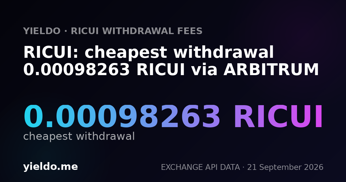 RICUI: cheapest withdrawal 0.00098263 RICUI via ARBITRUM