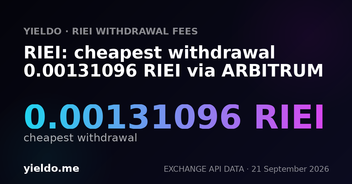 RIEI: cheapest withdrawal 0.00131096 RIEI via ARBITRUM