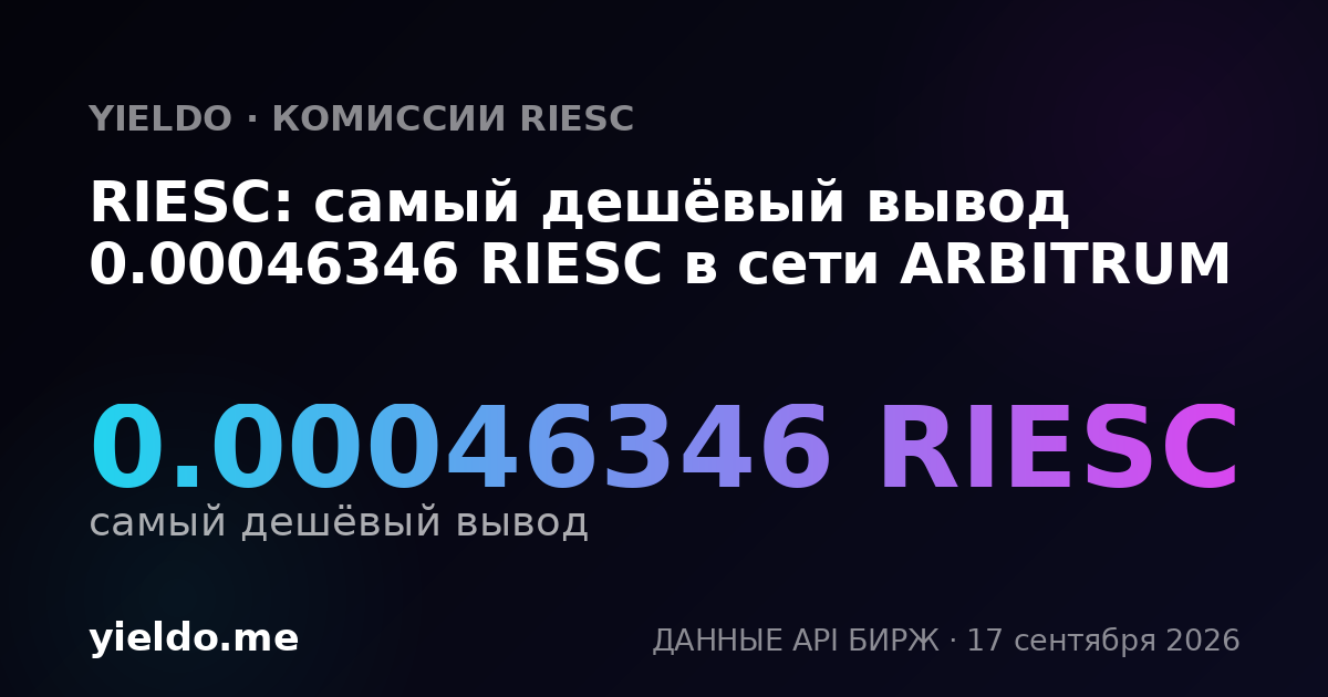 RIESC: самый дешёвый вывод 0.00045455 RIESC в сети ARBITRUM