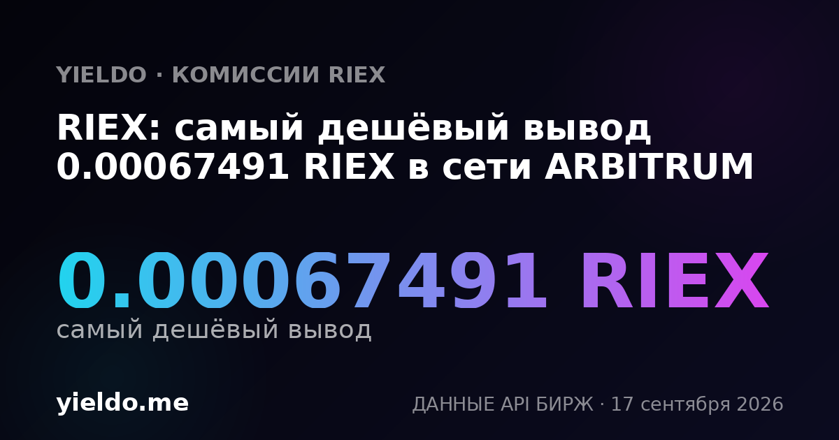 RIEX: самый дешёвый вывод 0.00067721 RIEX в сети ARBITRUM