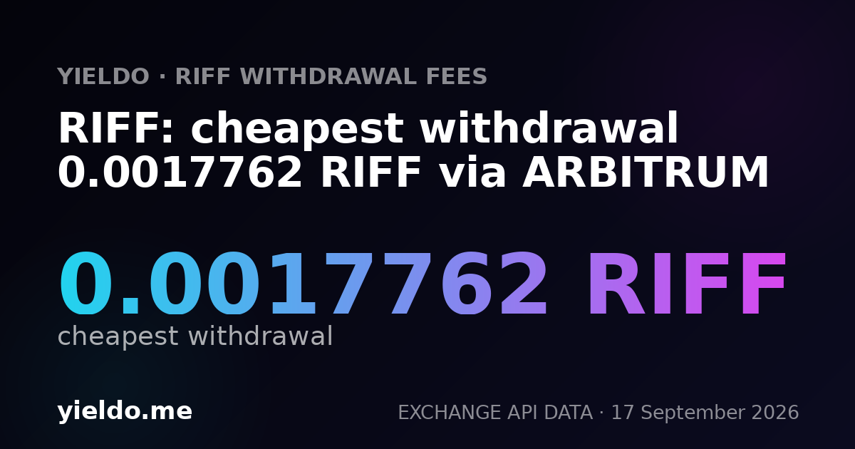 RIFF: cheapest withdrawal 0.0017762 RIFF via ARBITRUM