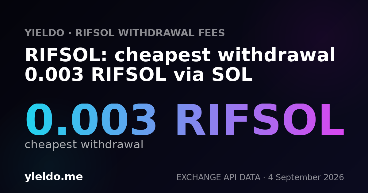 RIFSOL: cheapest withdrawal 0.003 RIFSOL via SOL