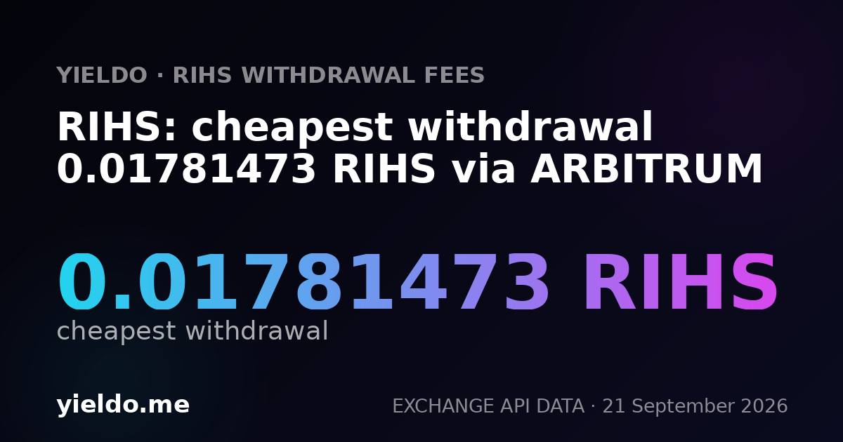 RIHS: cheapest withdrawal 0.01781473 RIHS via ARBITRUM