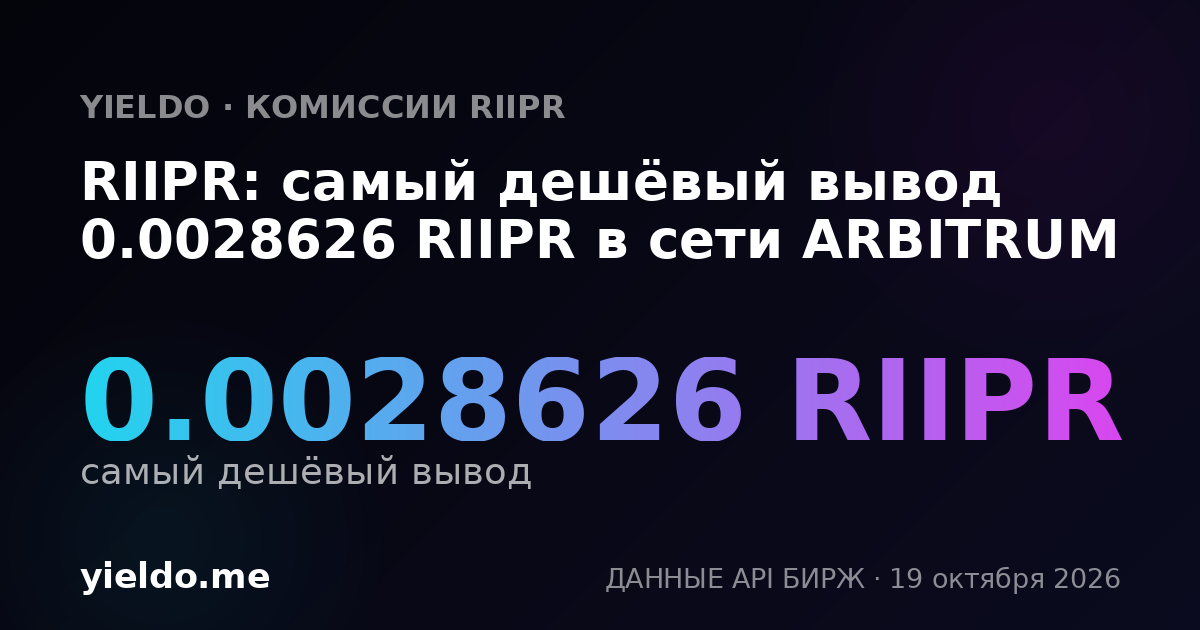 RIIPR: самый дешёвый вывод 0.0028626 RIIPR в сети ARBITRUM