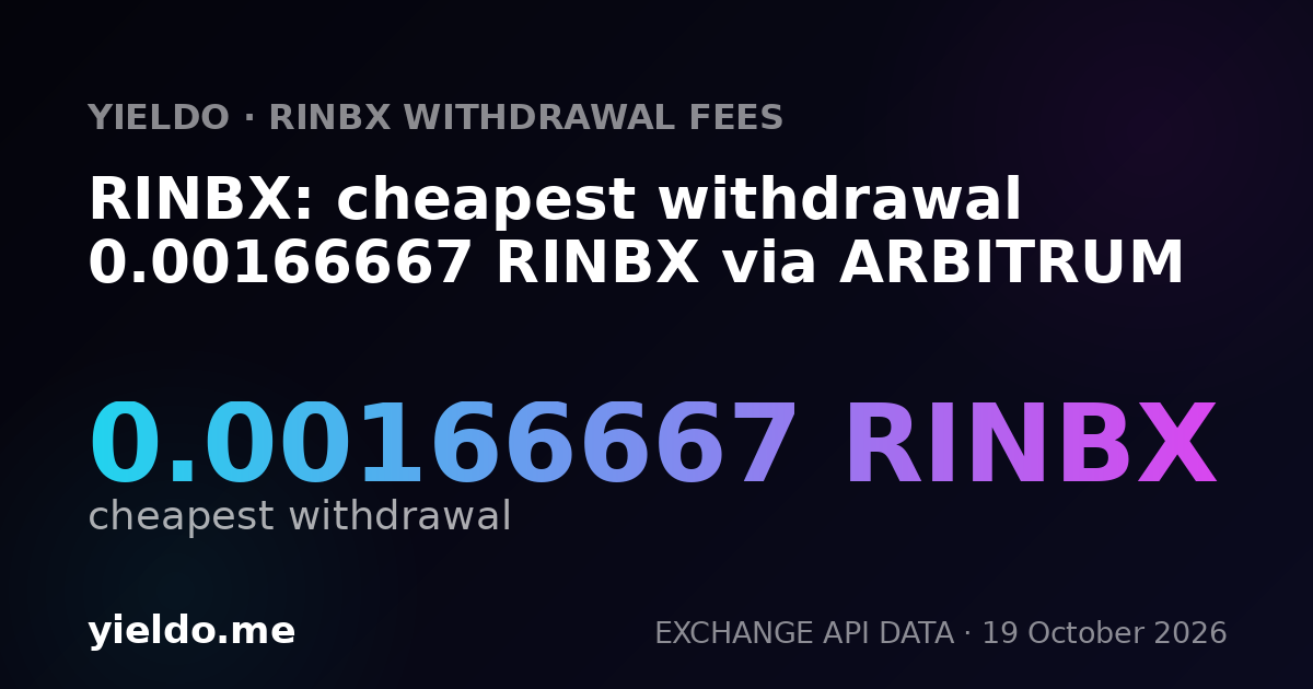 RINBX: cheapest withdrawal 0.00166667 RINBX via ARBITRUM