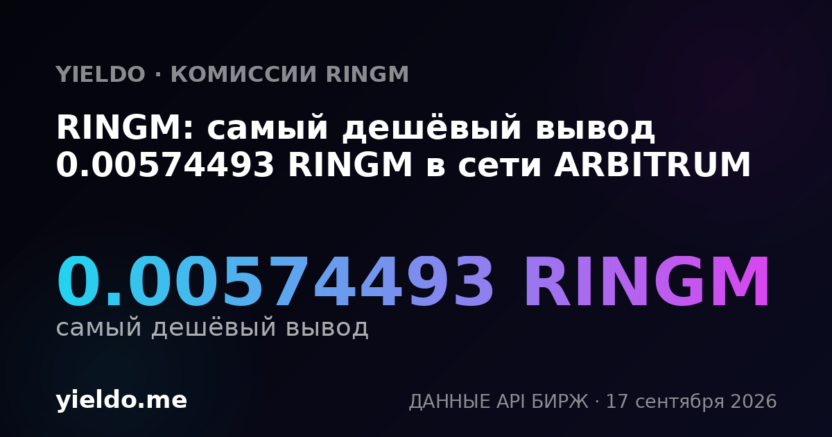 RINGM: самый дешёвый вывод 0.00574493 RINGM в сети ARBITRUM