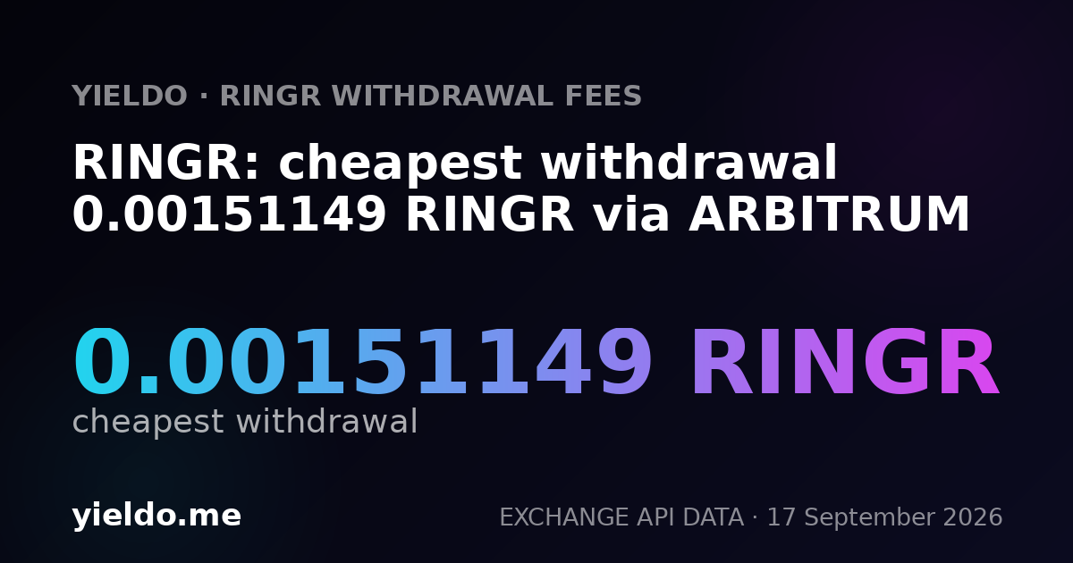 RINGR: cheapest withdrawal 0.00151516 RINGR via ARBITRUM