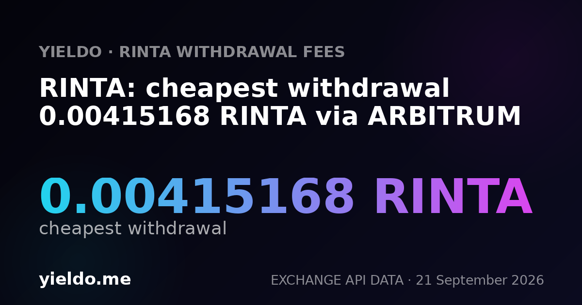 RINTA: cheapest withdrawal 0.00414251 RINTA via ARBITRUM
