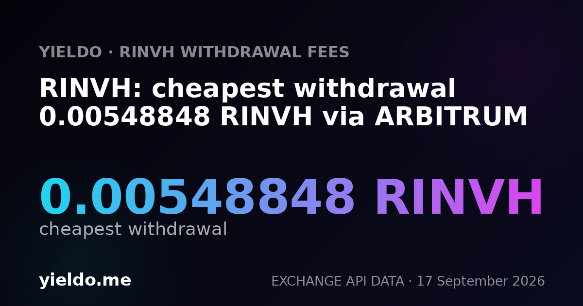 RINVH: cheapest withdrawal 0.00555556 RINVH via ARBITRUM