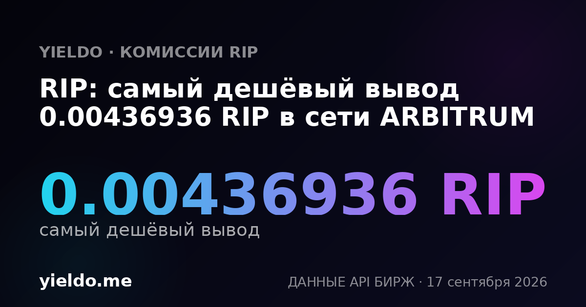 RIP: самый дешёвый вывод 0.00436936 RIP в сети ARBITRUM