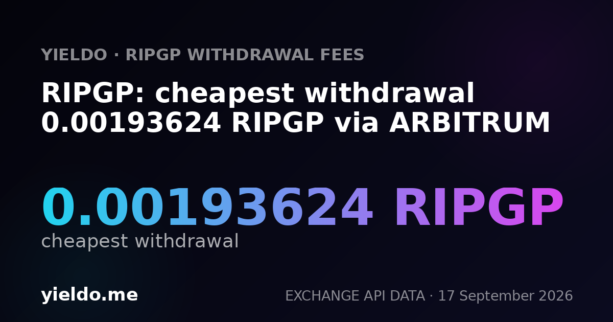 RIPGP: cheapest withdrawal 0.00194604 RIPGP via ARBITRUM