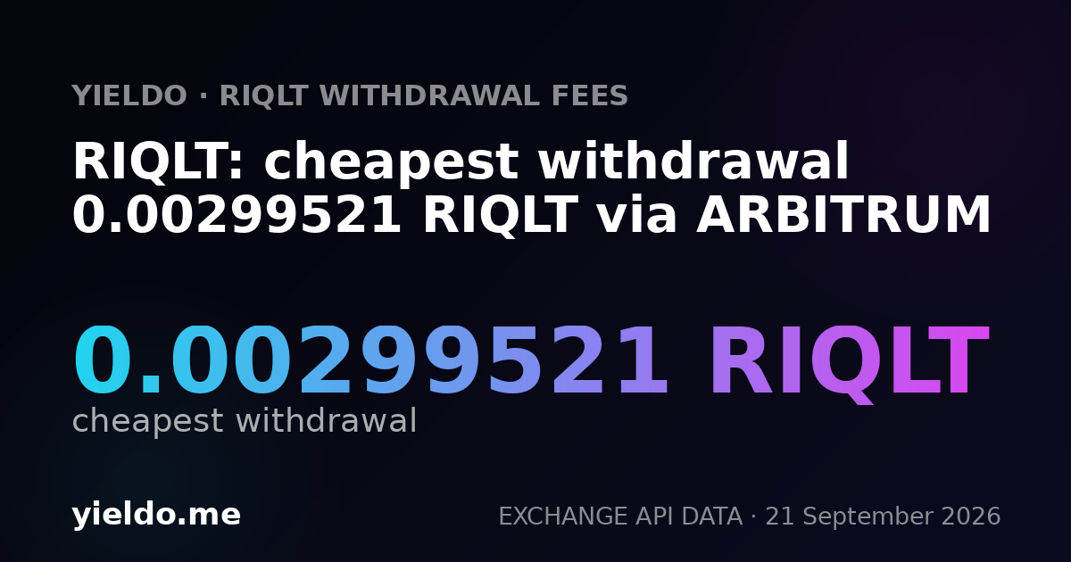 RIQLT: cheapest withdrawal 0.00299521 RIQLT via ARBITRUM