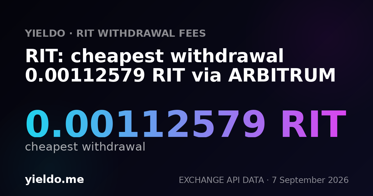 RIT: cheapest withdrawal 0.00112579 RIT via ARBITRUM
