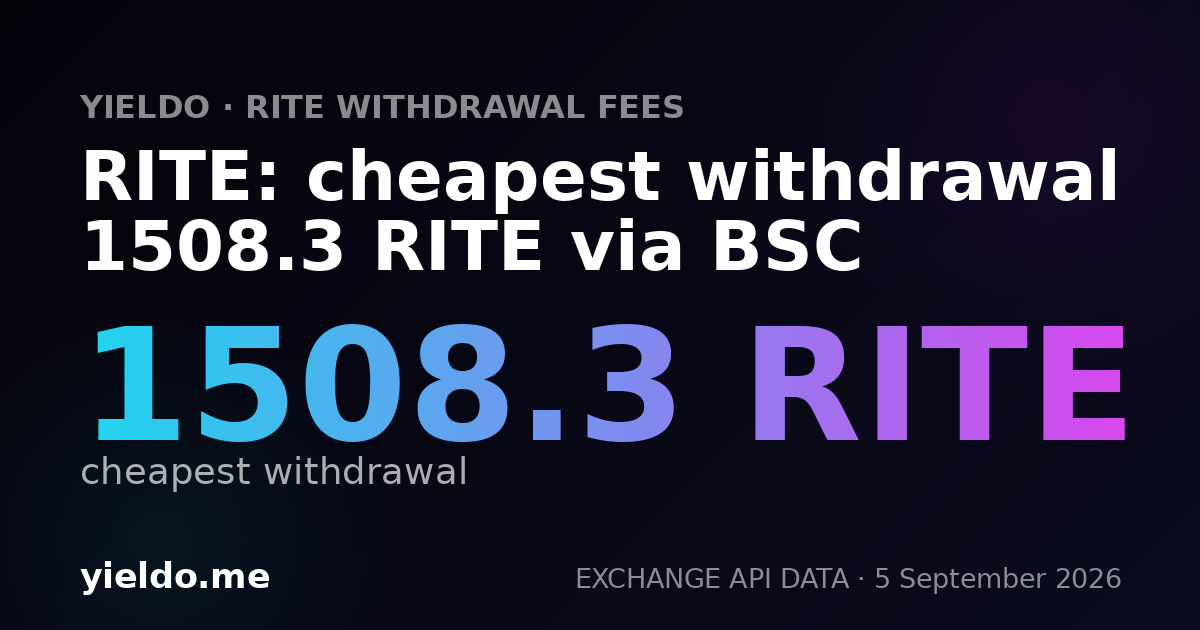 RITE: cheapest withdrawal 1508.3 RITE via BSC