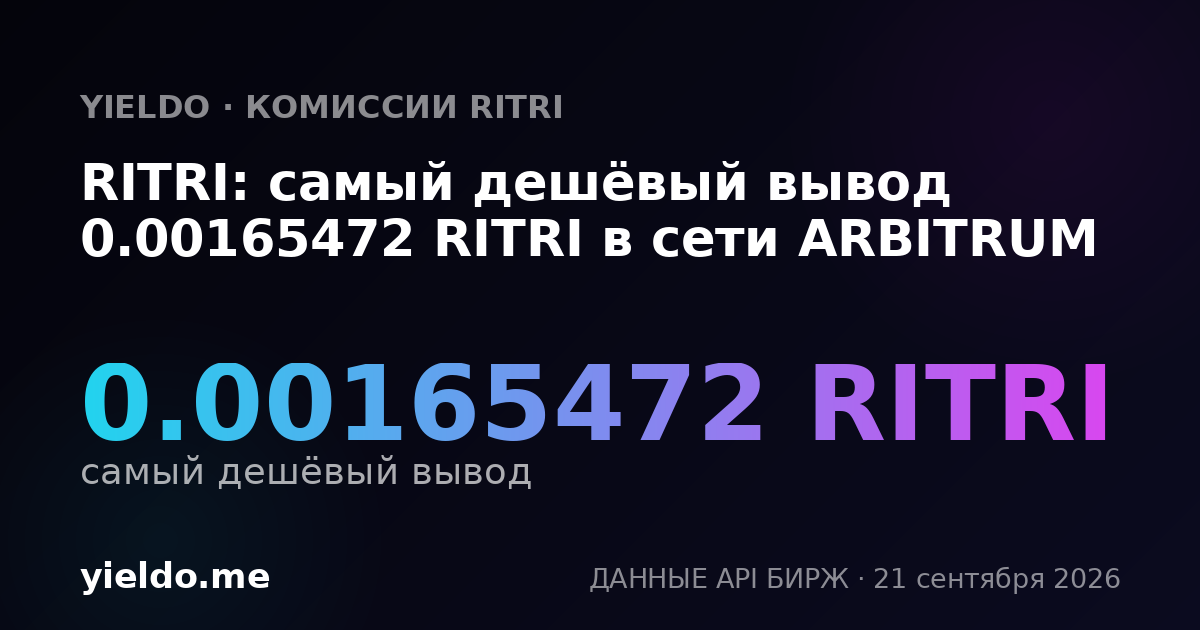 RITRI: самый дешёвый вывод 0.00165472 RITRI в сети ARBITRUM