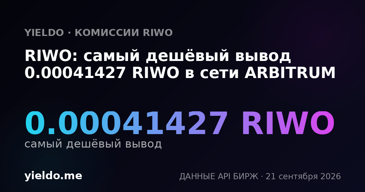 RIWO: самый дешёвый вывод 0.00041427 RIWO в сети ARBITRUM