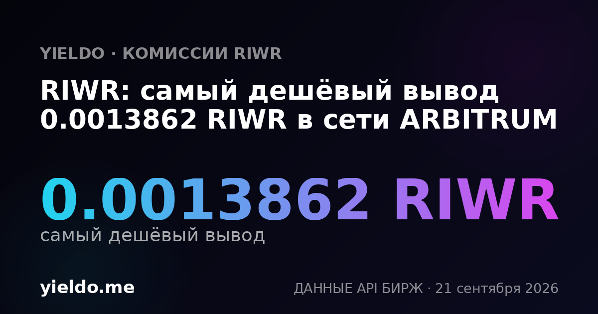 RIWR: самый дешёвый вывод 0.0013862 RIWR в сети ARBITRUM