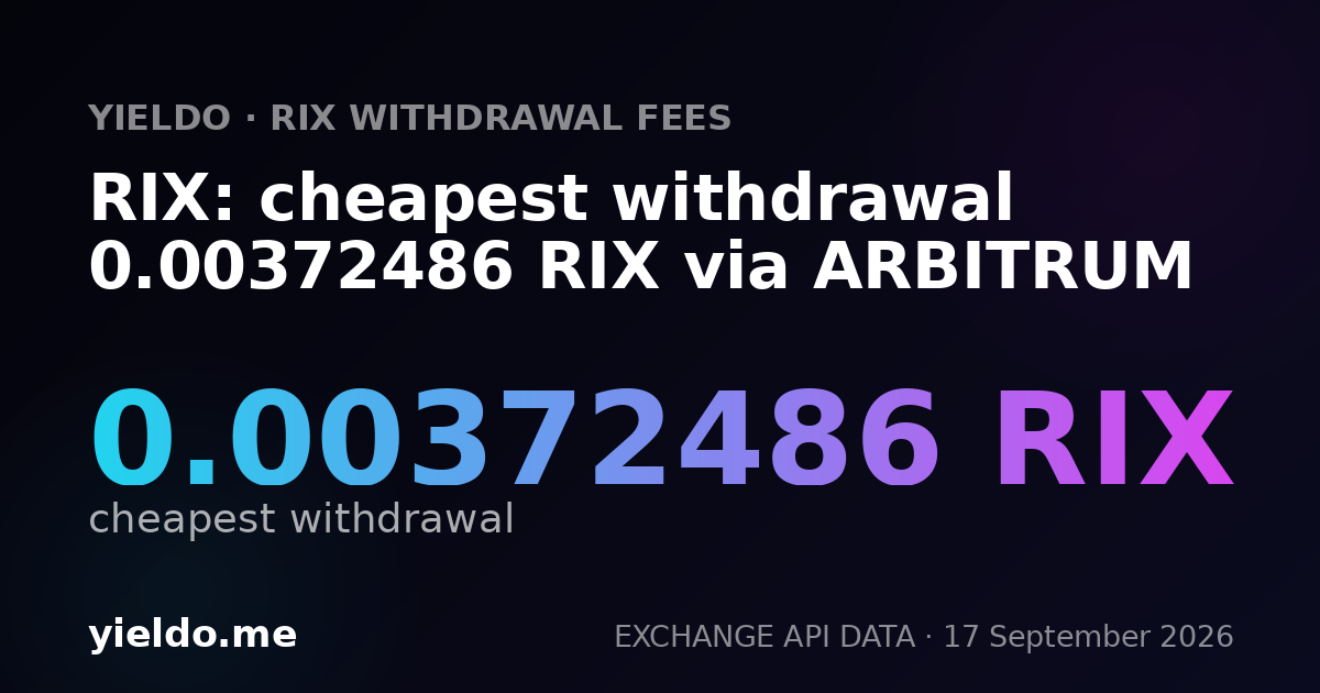 RIX: cheapest withdrawal 0.00378884 RIX via ARBITRUM